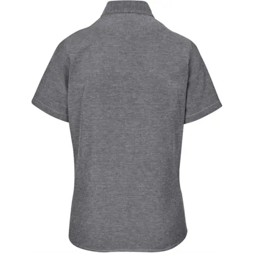 Ladies Short Sleeve Oxford Shirt Dark Grey Back